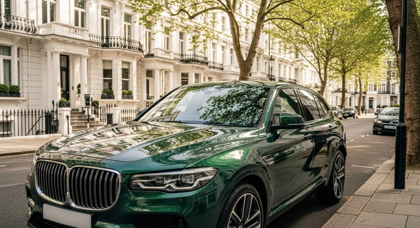 Eco-friendly mobile car valeting of a luxury car on a West London street