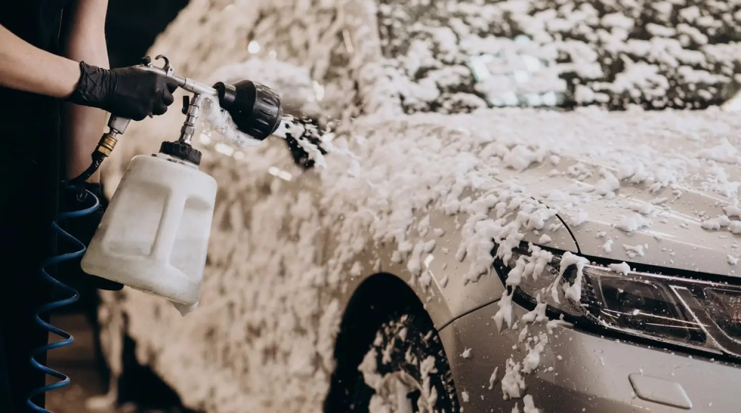 Professional mobile car valeting in progress